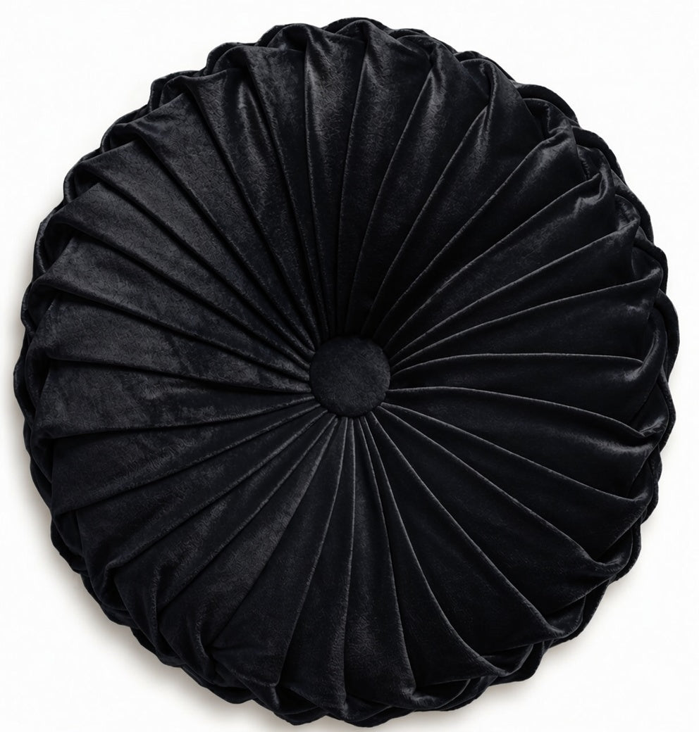 Midnight Black Handcrafted Velvet Cushion