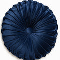 Blue Handcrafted Round Velvet Cushion