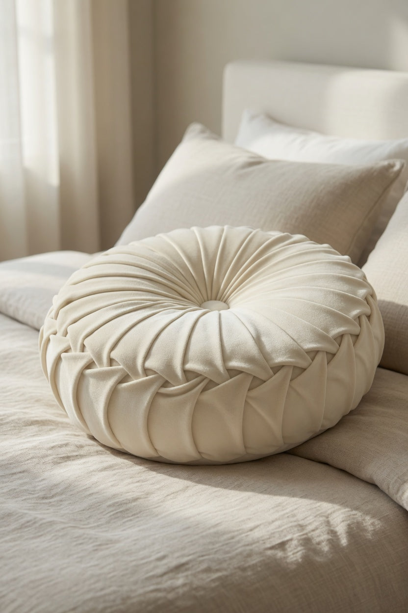 Soft Cream Handcrafted Velvet Cushion
