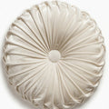 Cream Handcrafted Round Velvet Cushion