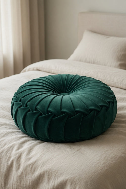 Emerald Green Handcrafted Velvet Cushion